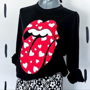 Rolling Stones Heart Lips Sweatshirt Size Large